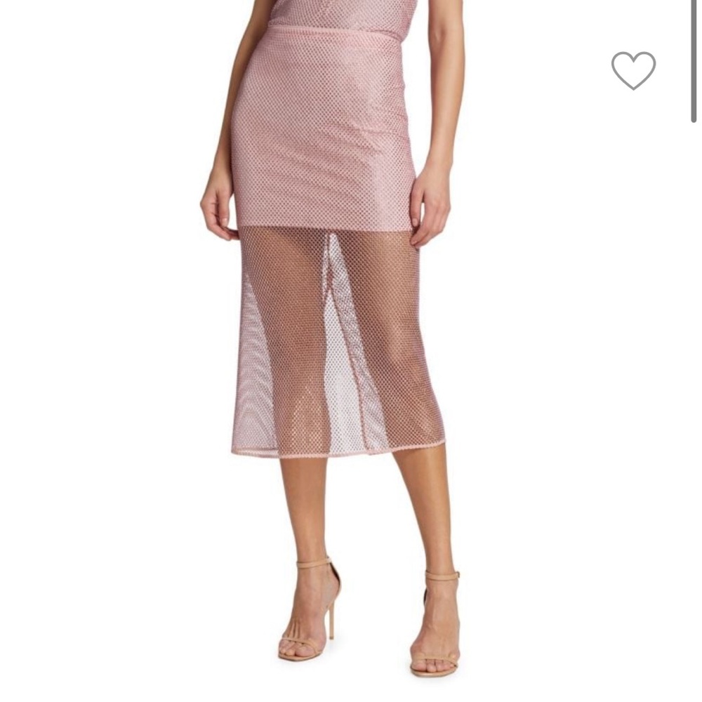 NWT ALICE + OLIVIA Pink Maeve Rhinestone Midi Skirt (Size 10)